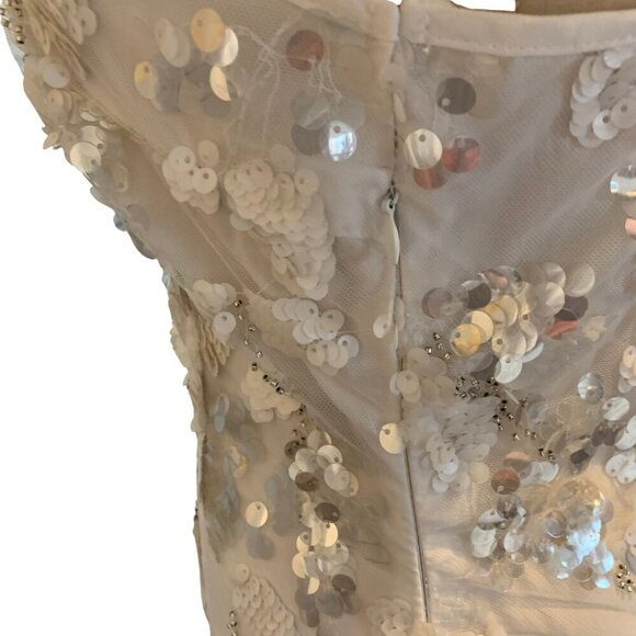 Never Fully Dressed Womens White Sansa Sequin Spaghetti Strap Slip Dress Size 4 - Picture 10 of 15